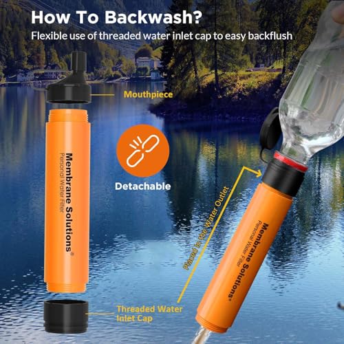 Membrane Solutions Personal Water Filter Straw S1 - color: Orange, style: 4 Pack