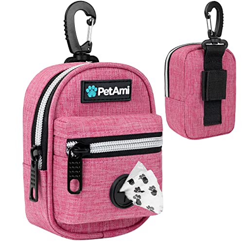 PetAmi Dog Poop Bag Holder for Leash, Waste Bag Dispenser Pet Pouch, Pink - color: Pink