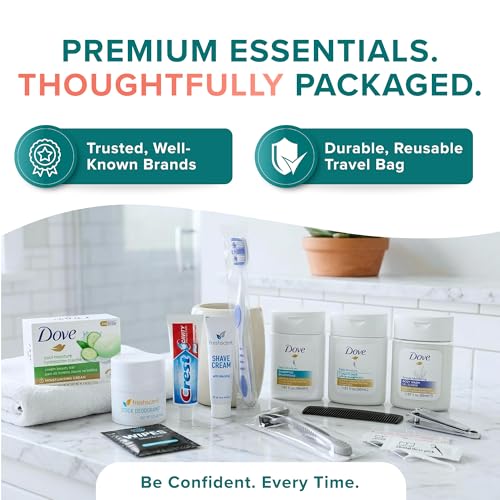 20 Piece Hygiene Kit Bulk, Travel Size Toiletries Set, Care Package Supplies, Mini Deodorant Shampoo Body Wash Toothbrush Toothpaste Razor Kit, TSA Approved, Clear Bag - size: 25 Pack
