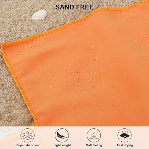 Rainleaf Microfiber Towel Quick Dry Camping & Travel & Gym Towel. Compact - color: Orange, size: 32.00" x 16.00"