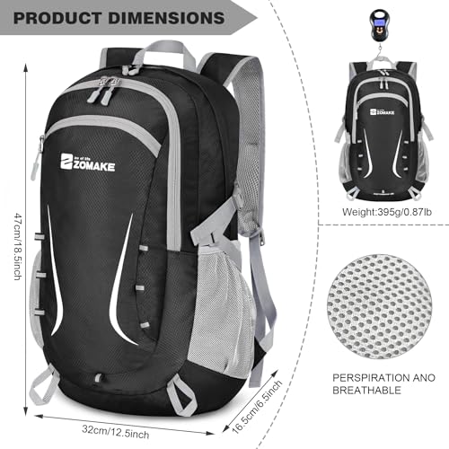 ZOMAKE Lightweight Packable Backpack 35L, Foldable Backpacks Water Resistant Collapsible Light Daypack for Hiking(Black) - color: Black B, size: 35L