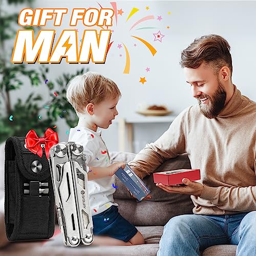 BIBURY 31-in-1 Multitool Pliers Pro,EDC Pocket Knife & Scissors-BI2045 | Stainless Steel Multi Tool with Screwdriver, Replaceable Wire Cutters, Saw, Ideal for Survival,Camping,Repair, Gifts for Men - color: Silver