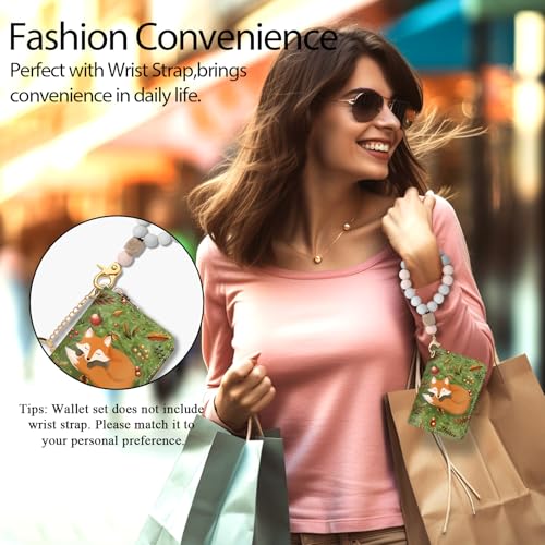 Yonlevres Credit Card Holder RFID Small Wallet Women Keychain Zipper - color: Fox Cute