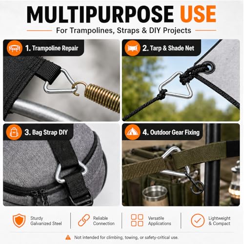 20PCS Trampoline Triangle Buckle Stainless Steel Triangle Ring Buckle V- Rings for Trampoline Replacement Parts Bag Trampoline Mat Craft