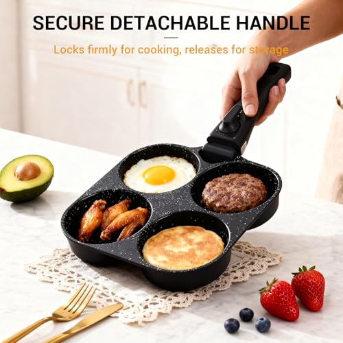 Ammeloo 21-Piece Ceramic Pots and Pans Set Non Stick with Detachable Handles and Egg Frying Pan, Non-Toxic Cookware, Induction Ready, Oven Safe, Stackable for Storage, Black Speckled - color: Egg Pan Set