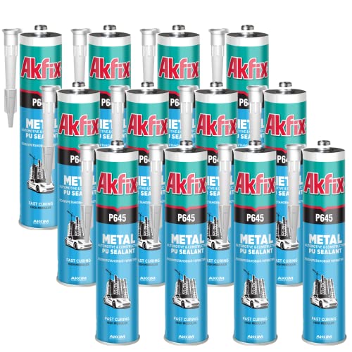 Akfix P645 Seam Sealer Automotive Gray (12x10.1 Oz.) - Urethane Autobody Seam Sealer Adhesive for Metal Joints, RV Roof Sealant, Sandable, Paintable, Fast Curing and Durable Bonding | Gray, 12 Pack - color: Gray, size: 12 Pack