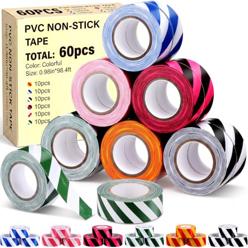 Crtiin 60 Pack Flagging Tape Assorted Colors, 1" X 100ft Non-Adhesive
