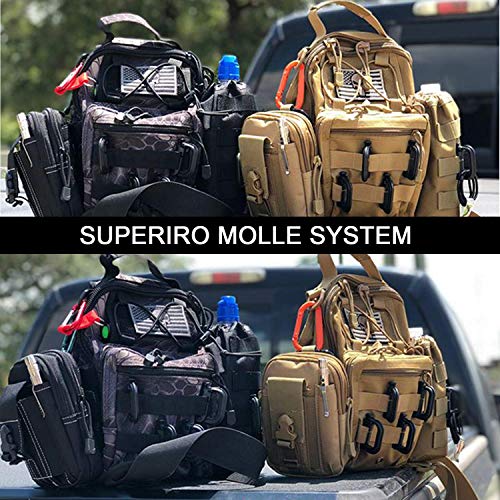 PHILEX Tactical Molle Pouch EDC Utility Gadget Outdoor Men Waist Bag with Phone Belt Clip Holder Holster - color: Black