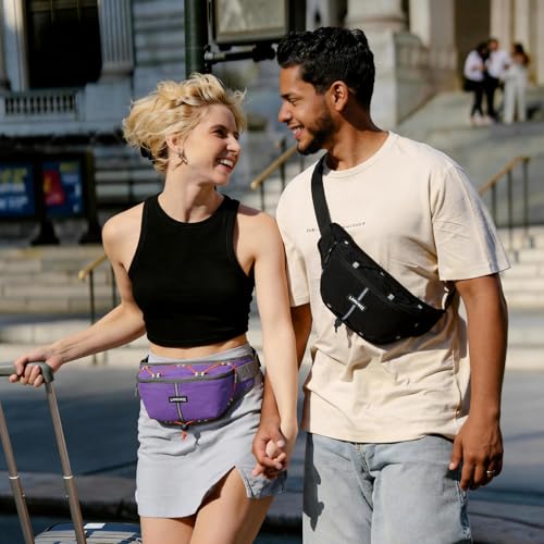 2L Fanny Pack for Women Men, RFID‑Blocking Travel Waist Pack - color: Purple