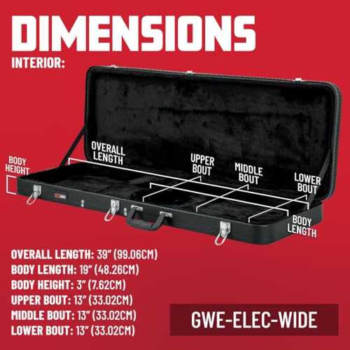 Gator Cases Hard-Shell Wood Case for Wide Body Electric Guitars; Fits PRS Style Guitars and More (GWE-ELEC-WIDE) - style: Wide Body