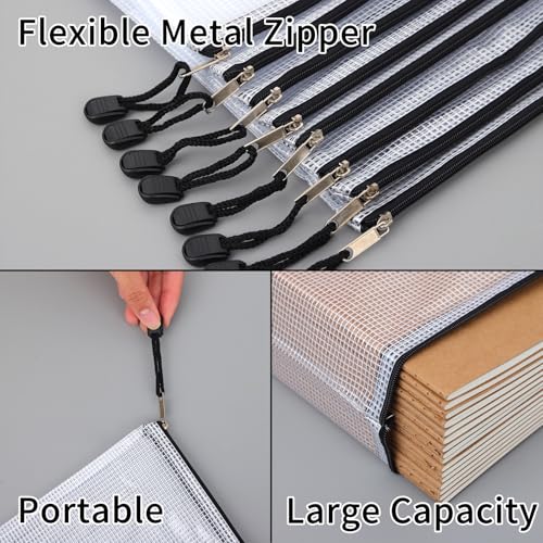 EOOUT 20pcs Mesh Zipper Pouch Bags 8 Size Water Resistant Zipper Bags Plastic Clear Storage Bags for Travel Office Home School Supplies and Board Game Organize - style: Black-20pcs