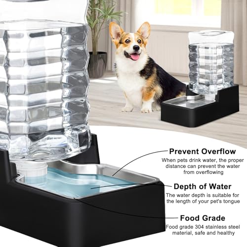 RIZZARI 9L Dog Water Bowl Dispenser for Dogs:Leak Resistant Waterer - color: Black without Filter, size: 9L