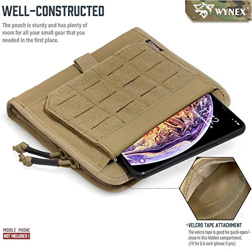 WYNEX Tactical Molle Admin Pouch, Laser-Cut, EDC Organizer Tool Pouch | Utility Organizer EDC Medical Bag, EDC Pocket Modular Pouch, Tactical Accessories EDC Pouch, Include U.S Patch - color: Khaki