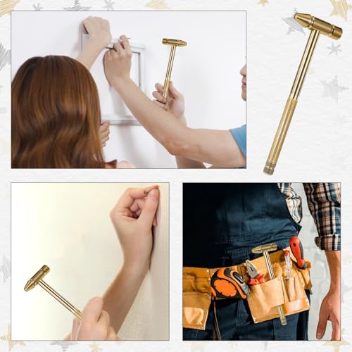 6 in 1 Small Hammer, Metal Mini Hammer | Portable Multitool Hammers with Flat Head Phillips Screwdriver and Claw-Hammer Multifunctional Hammers Tools (Gold)