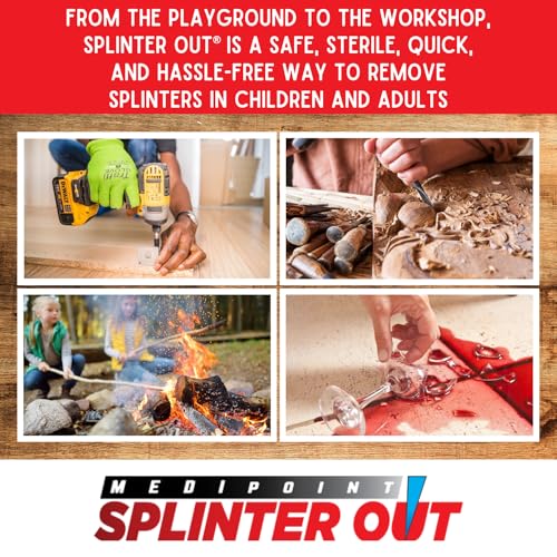 Splinter Out Splinter Remover 20 Count (Pack of 6) | Fast, Painless Splinter Removal | Essential First Aid for Home, Work, Travel & Camping | Ideal for Hiking, Woodworking, Gardening & Outdoors