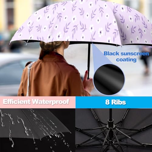 Small Travel Folding Umbrella for Girl, Portable, UV, SunShade, Compact, Automatic, Rain & Wind - color: UR