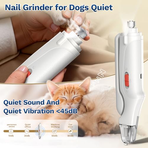 2-in-1 Dog & Cat Nail Clippers and Grinder with Catcher & 2 LED Lights - color: White