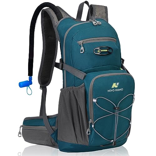 N NEVO RHINO Hydration Backpack, 18L Hiking Backpack with 3L Water Bladder | Multipurpose Water Backpack High Flow Bite, Insulated Hydration Pack Ideal for Hiking and Cycling - color: Lake Blue