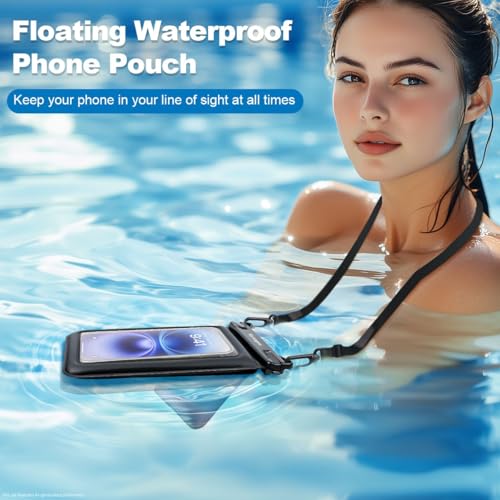 Rynapac Double Space Floating Waterproof Phone Pouch [Up to 8.5''], 2 Pack - color: Black & Blue