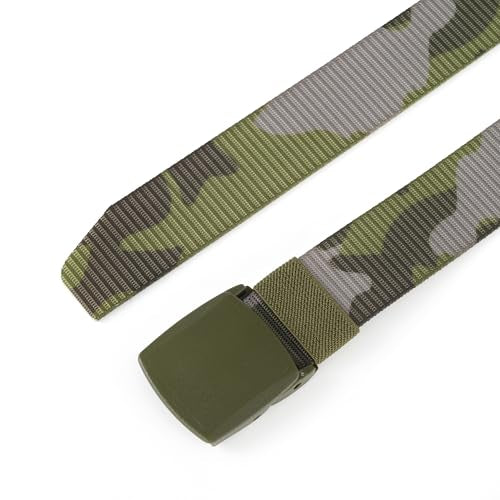 Mile High Life | Nylon Web Belt | Outdoor Military Belt | TSA Safe Buckle Plastic/Metal - color: Camo Green