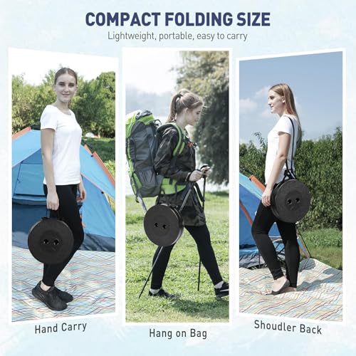 2 PCS Upgraded Collapsible Stool, Portable Folding Stool with Load Capacity 500lbs for Adults, Sturdy Telescopic Seat for Camping Fishing Hiking BBQ, Black - color: 2pack Black