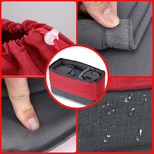 Koolertron Waterproof DSLR Camera Bag with Removable Insert, Adjustable Compartments, Fits in Camera Bags - Protective Case for DSLR/SLR Cameras & Accessories - color: Gray Green+Red