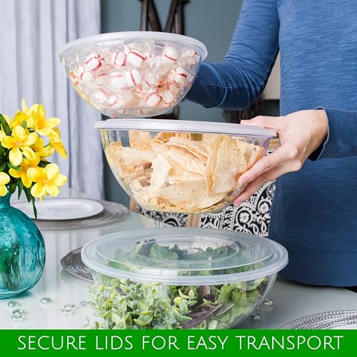 2 Sets Disposable Round Crystal Clear Serving Bowls With Lids - Party - size: 150 OUNCE