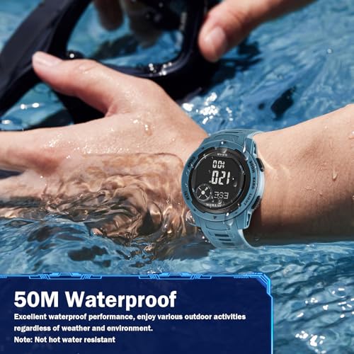 AVTREK Tactical Watch with Compass Pedometer,50M Waterproof-2003 | Digital Altimeter Watch for Outdoor Hiking/Climbing/Walking - color: Blue