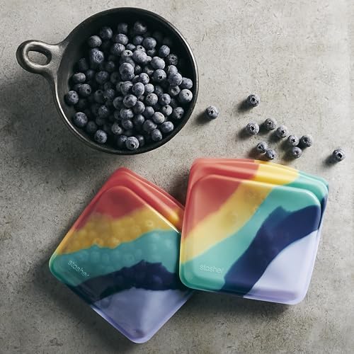 Stasher Premium Reusable Silicone Sandwich Bag, Rainbow Splash, 28 oz - color: Rainbow Splash