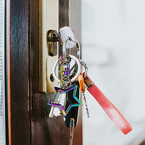 30pcs Star Shaped Spring Snap Keychain Clip,Metal Swivel Clasp Snap Hook Key Ring with Chain Hanging Buckle with Open Jump Ring Connector for DIY Crafts Key Ring Making,Bag Accessories(Rainbow) - color: Rainbow