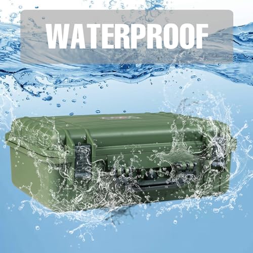 Jack Boss Waterproof Hard Camera Case with Pre-cut Foam,Green | Portable Protective Hard Shell Case With Updated Plastic Material,Fit Drones,Camera,Equipments,18x13.6x6.8 Inch - color: GREEN