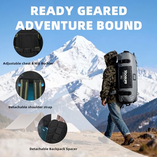 80L Waterproof Duffel Bag Motorcycle Dry Bag Backpack, Waterproof Zippered Bags with Backpack Spacer Pad for Kayaking Rafting Boating Canoeing Camping Paddle Beach (Green) - color: Green