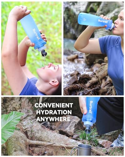 1.0L Collapsible Water Filter Bottle, BPA-Free Ultralight & Durable Squeeze Bottle with 42mm Filter Cap Cartridge, Filtered Water Bottle for Camping, Hiking, Backpacking, Survival & Travel - style: 1 Pack, 1 bottle & 1 hollow fiber filter caps