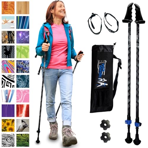 York Nordic Motivator Walking Poles for Balance and Rehab - Patented Stability Grips - Lightweight, Adjustable, and Collapsible - 2 Pieces Adjustable w/flip Locks - Heights 4'6" up to 6'2" - 230 lbs - color: Dragon Scales