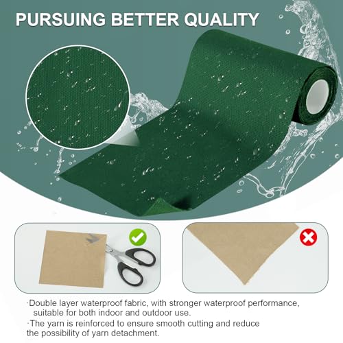 Linen Canvas Repair Tape, 4 x 63 in Dark Green Waterproof Self-Adhesive Patch for Outdoor Gear, Durable and Weatherproof Fabric Tape for Boat Covers,Tents, Sofas,Sun Shades,Awnings and Lounge Chairs - color: Blackish Green