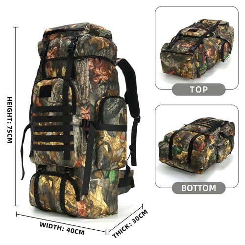 King'sGuard 70L Camping Hiking Backpack for Men Women Large Military Tactical Backpack Molle Rucksack Backpack for Outdoor - color: Mapleleaf Camo
