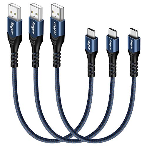 Fasgear USB C Short Cable, 3 Pack, 1ft, Blue - color: Blue