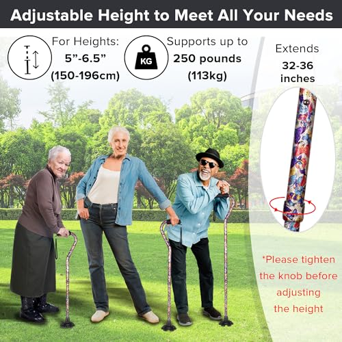 Elegant Walking Cane for Women, Foldable & Adjustable Cane for Seniors with Self-Standing Tip | Lightweight Mobility Aid for Stability & Balance Support - color: Butterfly