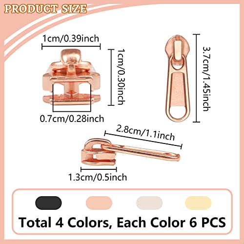 DOITEM 24Pcs Zipper Repair Kit Zippers Replacement 5# Zipper Pull Rescue Kit for Clothing Jackets Purses Luggage Backpacks (4 Colors) - color: #5 Zipper Sliders 24pcs