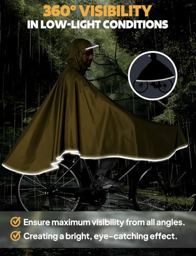 ANYOO Waterproof Rain Poncho Bike Bicycle Rain Capes Lightweight for Adults - color: Yellow