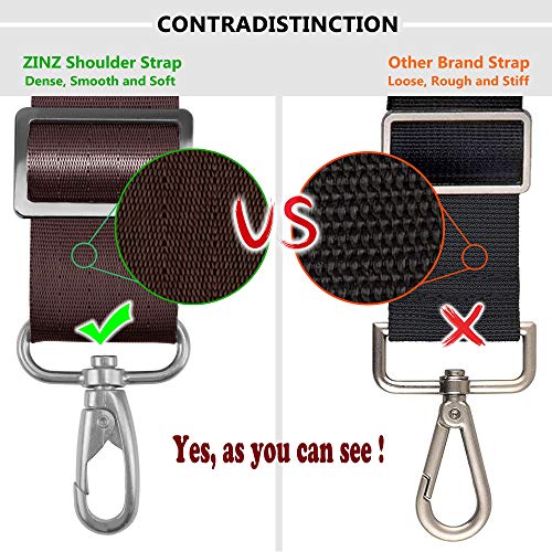 ZINZ Bag Shoulder Strap, Padded Adjustable Shoulder Strap Replacement - color: Brown, size: 57"