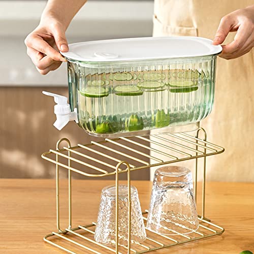 Beverage Dispenser, Refrigerator Water Dispenser Container Cold Kettle with Faucet for Home Kitchen Camping Party, Drink Dispenser for Fridge with Spigot (Green) - color: Green