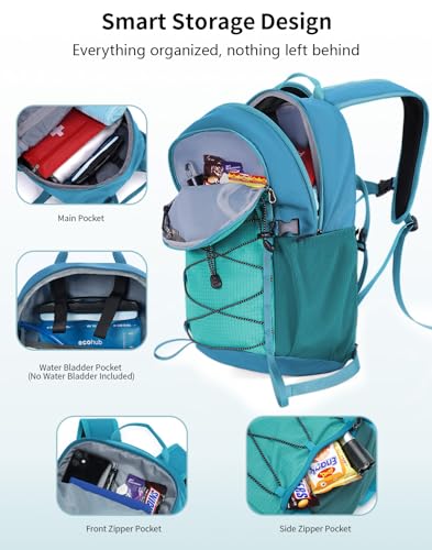 ECOHUB Small Hiking Backpack for Men Women, 20L Lightweight Travel Backpacks Water Resistant Camping Cycling Hiking Daypack - color: Pacific Teal