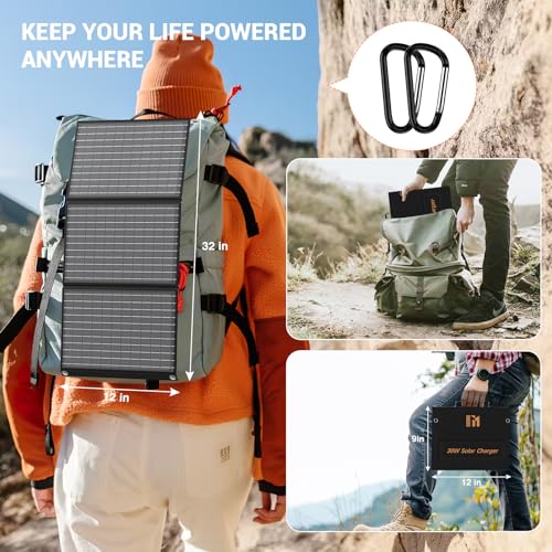 30W Solar Panels Charger Portable Foldable with USB-C USB-A MC4 DC | Fast Charging for Backpacking, Travel, Camping, for iPhone LG Google, Power Bank, Power Station Generator - size: 30W