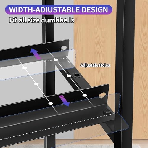 Home Gym Storage Rack for Dumbbells Kettlebells Yoga Equipment, Compact Design with Wheels, Adjustable Pegs, 350lbs Weight Capacity, 3-Layer Storage for Organize All Workout Gear - Black
