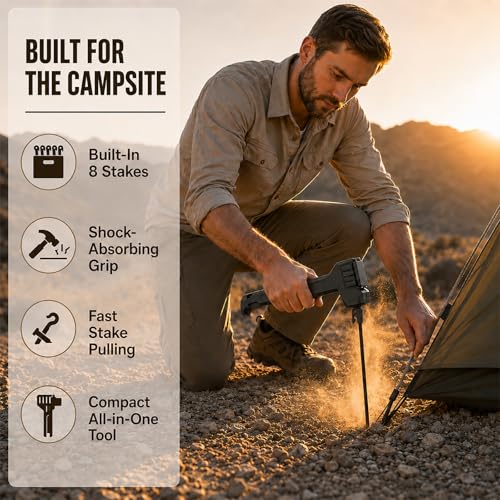 Northroad Tent Stake Hammer with 8 Pack Tent Stakes,Black Lightweight Camping Mallet with Nail Puller & Bottle Opener,Heavy Duty Tent Peg Hammer for Camping&Hiking - color: Black