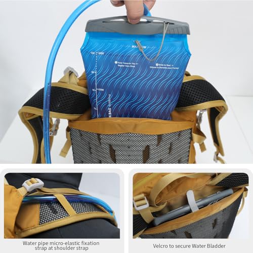 IX INOXTO Hiking Hydration Backpack with 2L/3L Water Bladder for Women and Men18L/25L Water Backpack for Hiking, Cycling, Climbing, Camping - style: Turmeric-3L Water Bladder