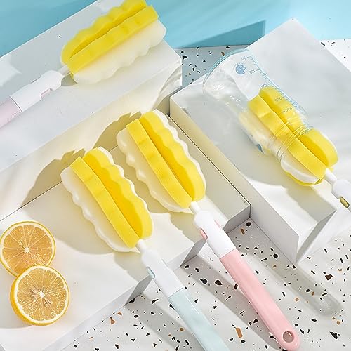 INVODA Bottle Brush 4Pack Long Handle Cup Cleaner Brush Whit Straw Brushes 4Pack Sponge Bottle Scrubber Detachable Handle Cup Cleaning Brush for Baby Bottle Clean Mugs (4 PCS+Straw Brushes 4PCS) - color: 4 Bottle Brush+4 Straw Brush
