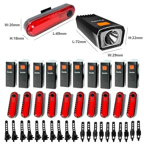 Kunhe USB-C Rechargeable Bike Lights Front and Rear(2or4or10or20 Packs) Night Riding for Kids &Adults 3 Lights Modes Used as a Safety Indicator Light for Skateboards Strollers and Wheelchairs - size: 20 Set