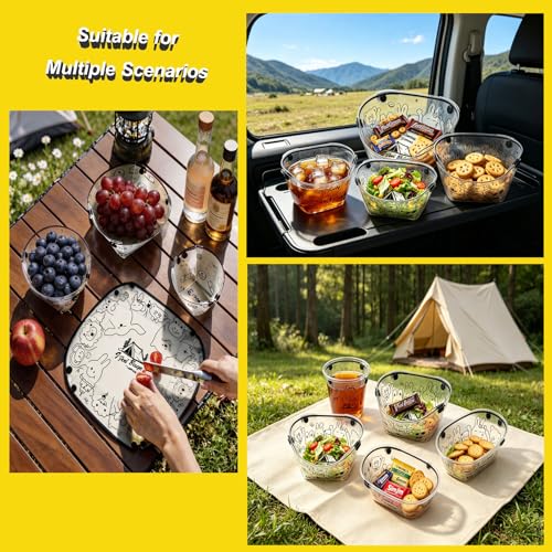 Collapsible Camping Tableware Set - 6 Pack Foldable Cups, Bowls & Plates Combo with Utensils, Lightweight, Portable, Easy to Clean & Heat Resistant for Picnic, Hiking, Travel, RV